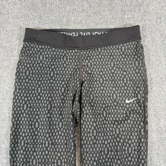Nike Dri-Fit‎ Tights Womens Medium Black Run Fast Live Fearless Spotted Workout - Picture 3 of 15